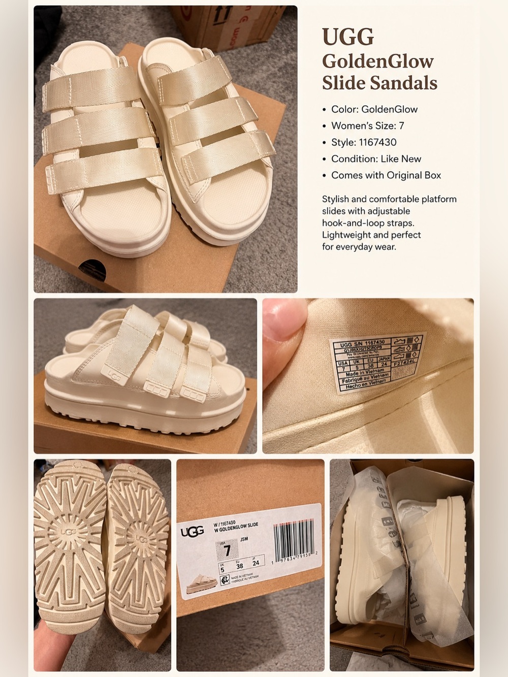 UGG GoldenGlow Slide Sandals - GoldenCream